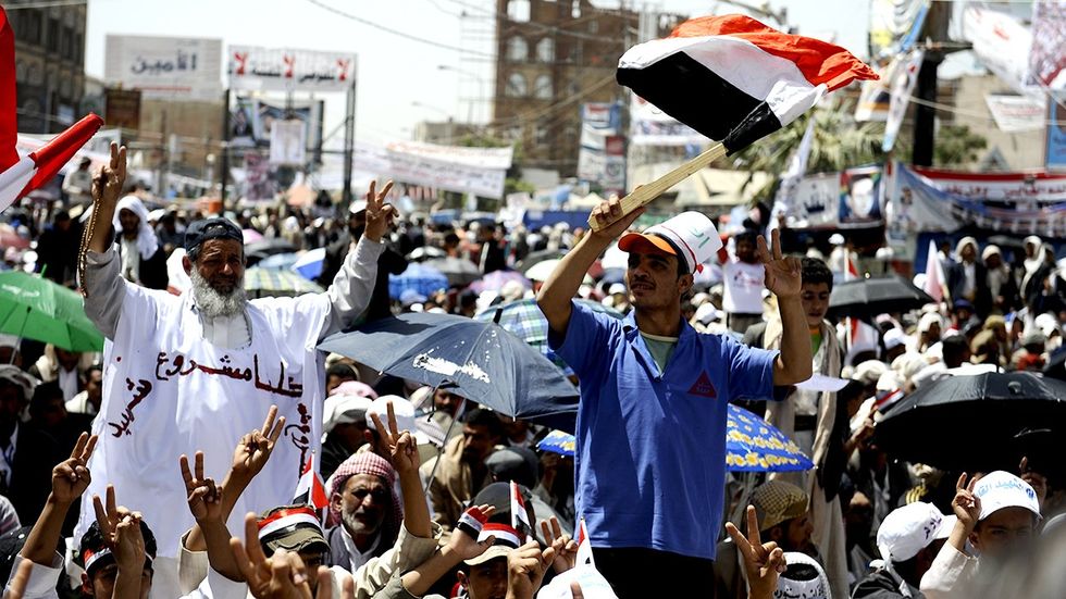 Yemen Crowded Street Arab Spring