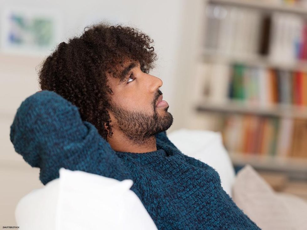 young man in living room peacefully