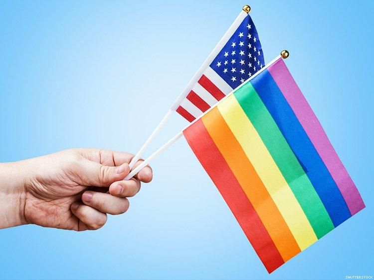 American and Pride Flags