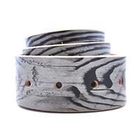 Grey Woodgrain Leather Belt 0