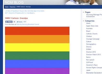 NOM Site Flies Gay Pride Flag, Crashes
