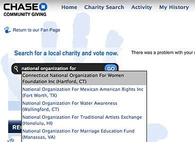 JPMorgan Chase NOM Ineligible for Charity Contest