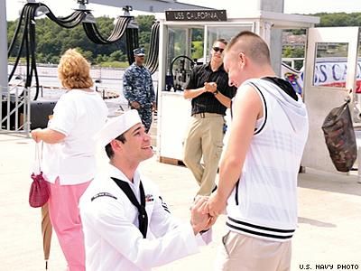 Sailor Surprises Boyfriend With Marriage Proposal
