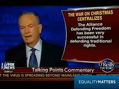 WATCH: Bill O'Reilly Lauds Antigay Group's Work in 'War on Christmas'
