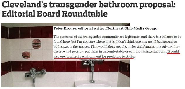Cleveland Paper's Editorial Invokes Fear of 'Predators' in Trans Accommodations
