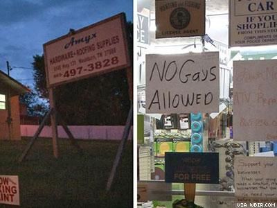 Tennessee Hardware Store Puts Up 'No Gays Allowed' Sign
