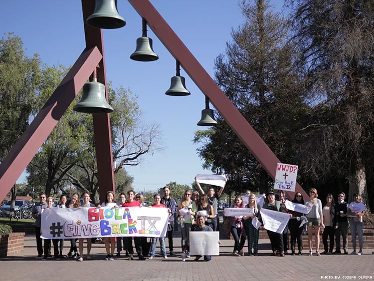 LGBT students, alumni, and allies demonstrate at Biola University