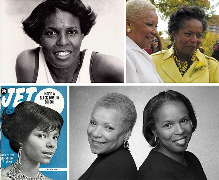 Clockwise from top left: Olympian Gail Marquis in 1980, their wedding, Audrey Smaltz on the cover of Jet in 1962 , Smaltz and Marquis