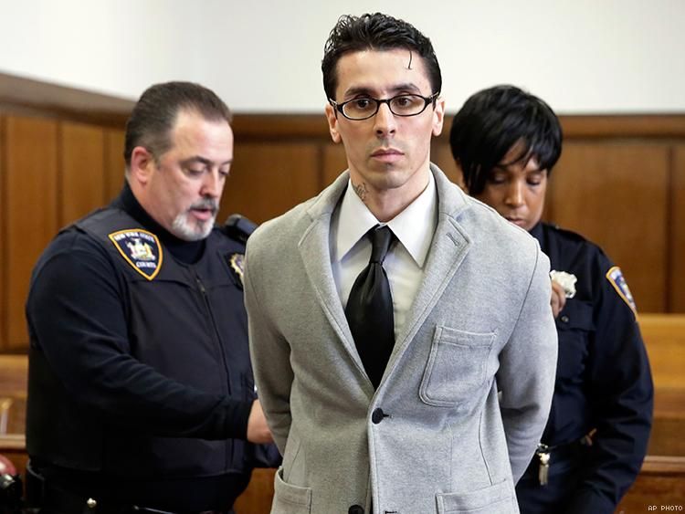 Elliot Morales is led away after being convicted of murder as a hate crime for shooting Mark Carson in 2013