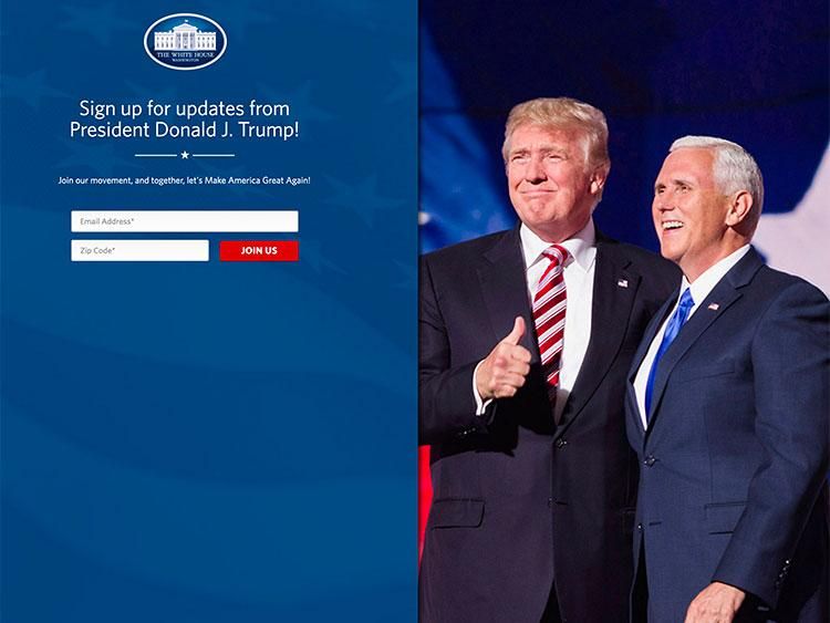Trump Transition Webpage