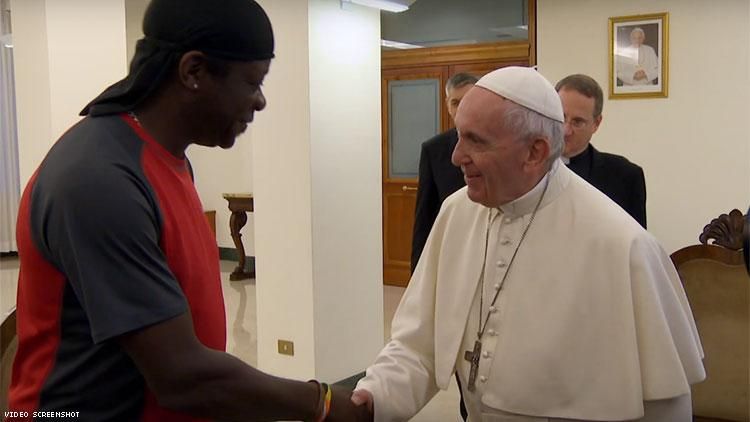 Stephen Amos and Pope Francis
