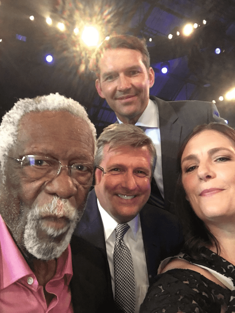Bill Russell and his wife Jeannine and Rick Welts and his husband Todd Gage