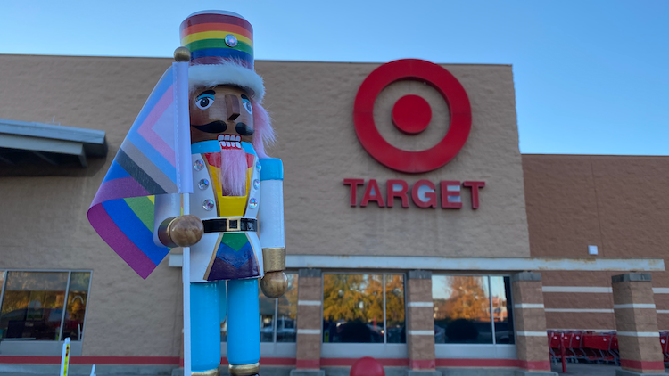 The nutcracker in front of a Target