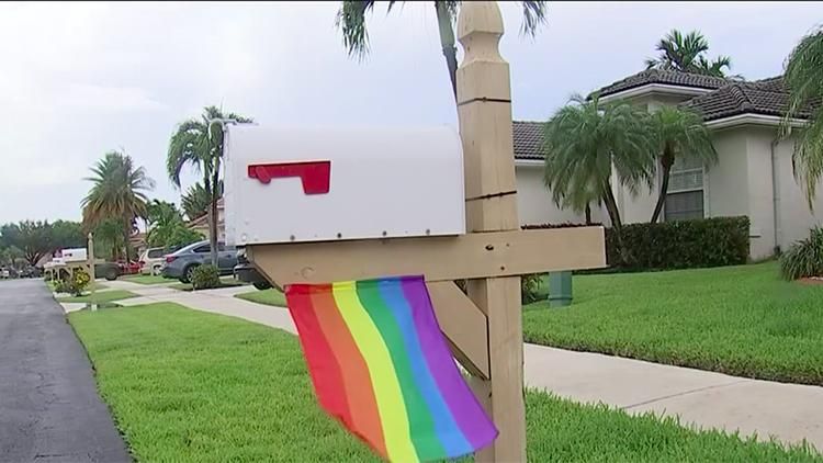 pride flag on the mailbox