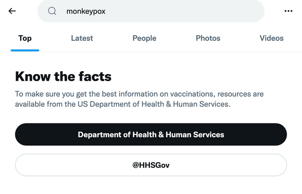 Twitter search for monkeypox