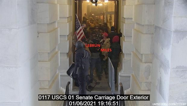 Miles and others exiting the Capitol