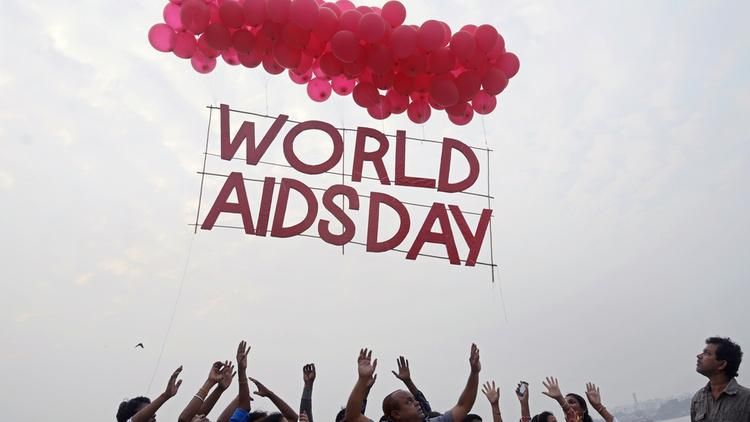 World AIDS Day balloons rising