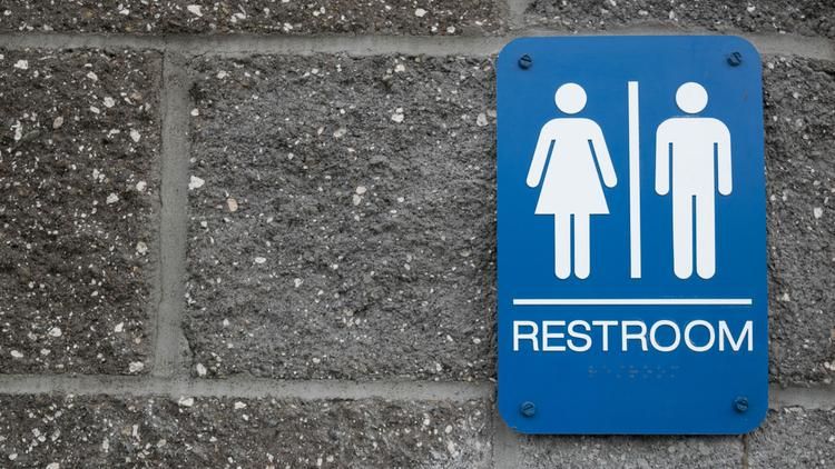 Restroom sign showing two genders