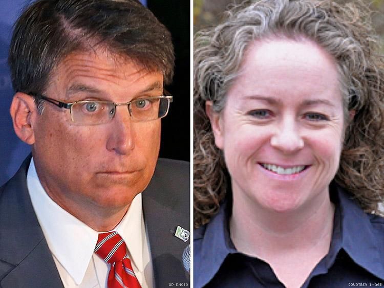 North Carolina Governor Pat McCrory and Family Equality Council leader Emily Hecht-McGowan