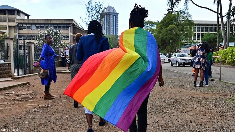 Kenyan with rainbow flag