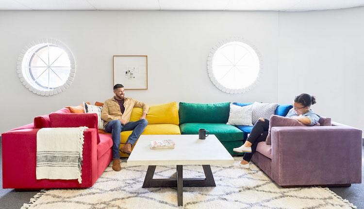 rainbow sofas at the LGBT Center