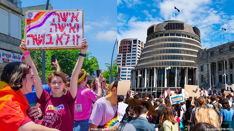 LGBTQ+ rights demonstrations in Israel and New Zealand
