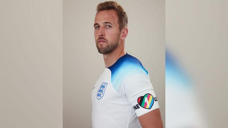 England captain Harry Kane is pictured here wearing the OneLove armband