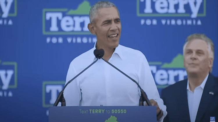Former President Barack Obama at McAuliffe rally