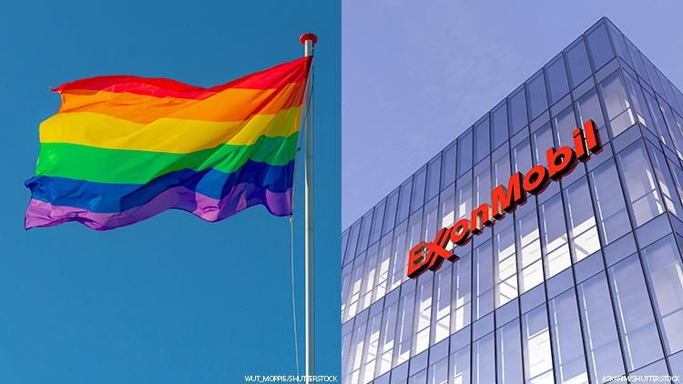 Rainbow Flag and Exxon Mobil HQ