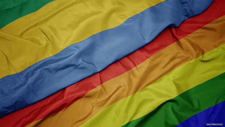 Gabonese and Pride flags