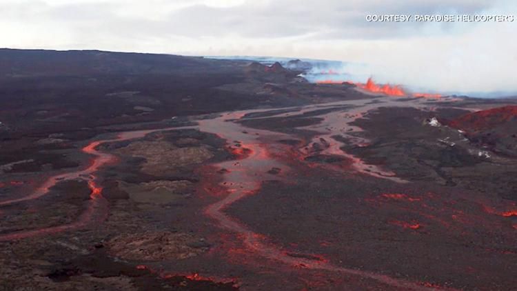Two New Lava Flows Cascade Down Mauna Loa