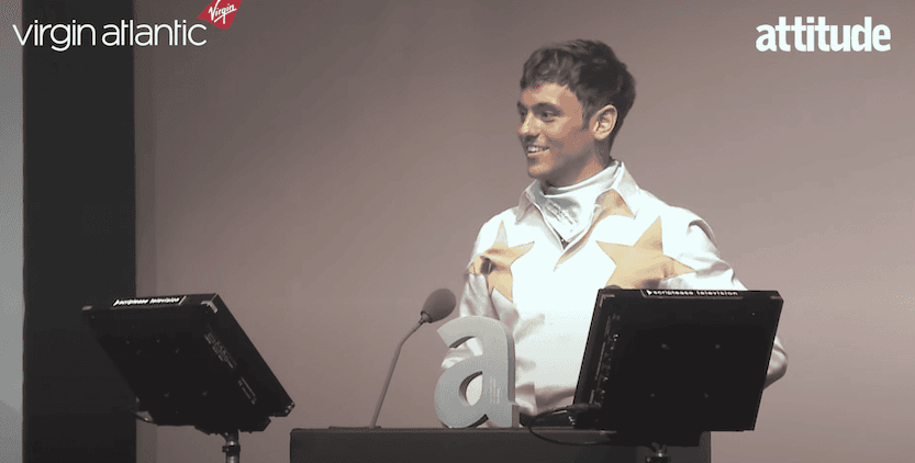 Tom Daley accepting award