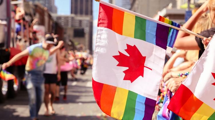 Rainbow Flag with Canadian Flag in the middle
