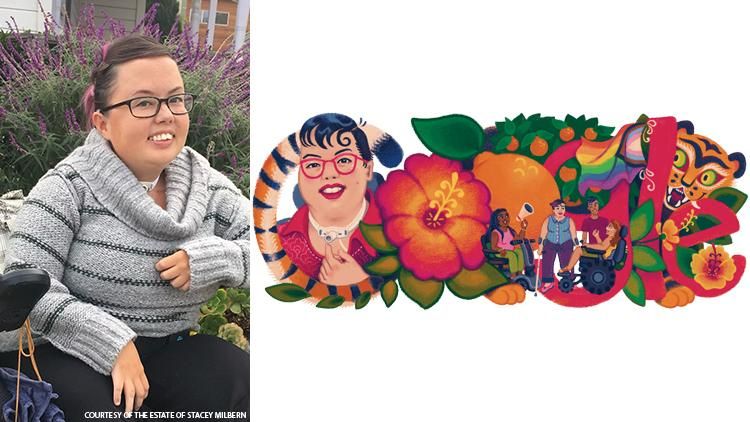 Stacey Milbern and Google Doodle of her