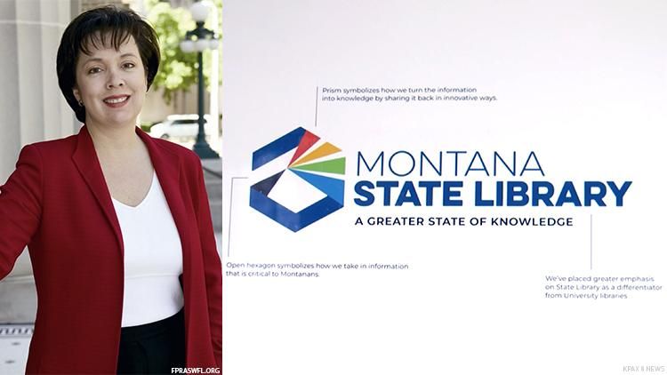 Commissioner Tammy Hall and the proposed Montana library logo