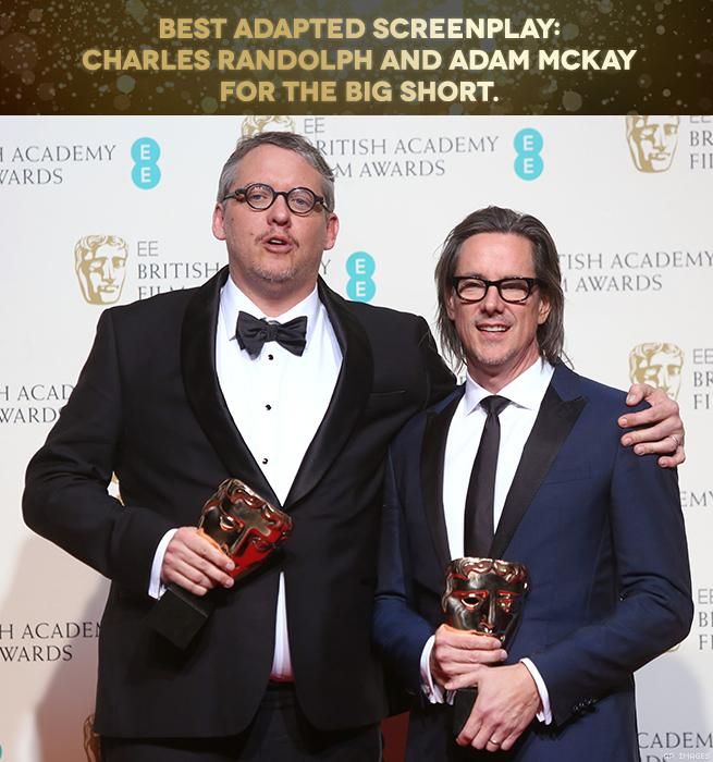 Best Adapted Screenplay: Charles Randolph and Adam McKay for The Big Short. 