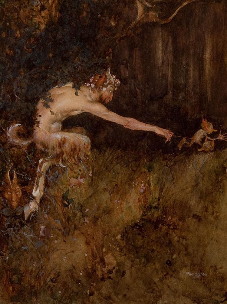 A Satyr Chasing Two Imps, by Gustaf Adolf Tenggren
