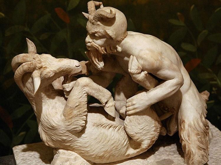 Pan accosting a goat, discovered in Pompeii