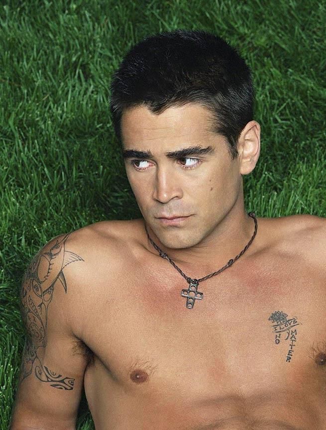 41. Colin Farrell toys with tattoos.