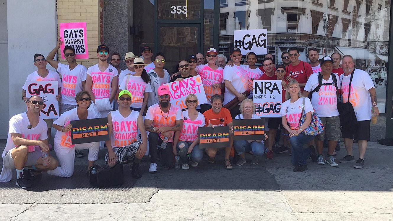 Gays Against Guns Los Angeles poses for a group shot.