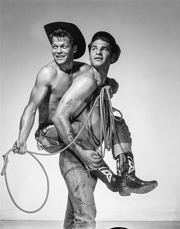 Copyright: © The Bob Mizer Foundation, Inc. Caption: Derby and Boris Demitroff (1960)