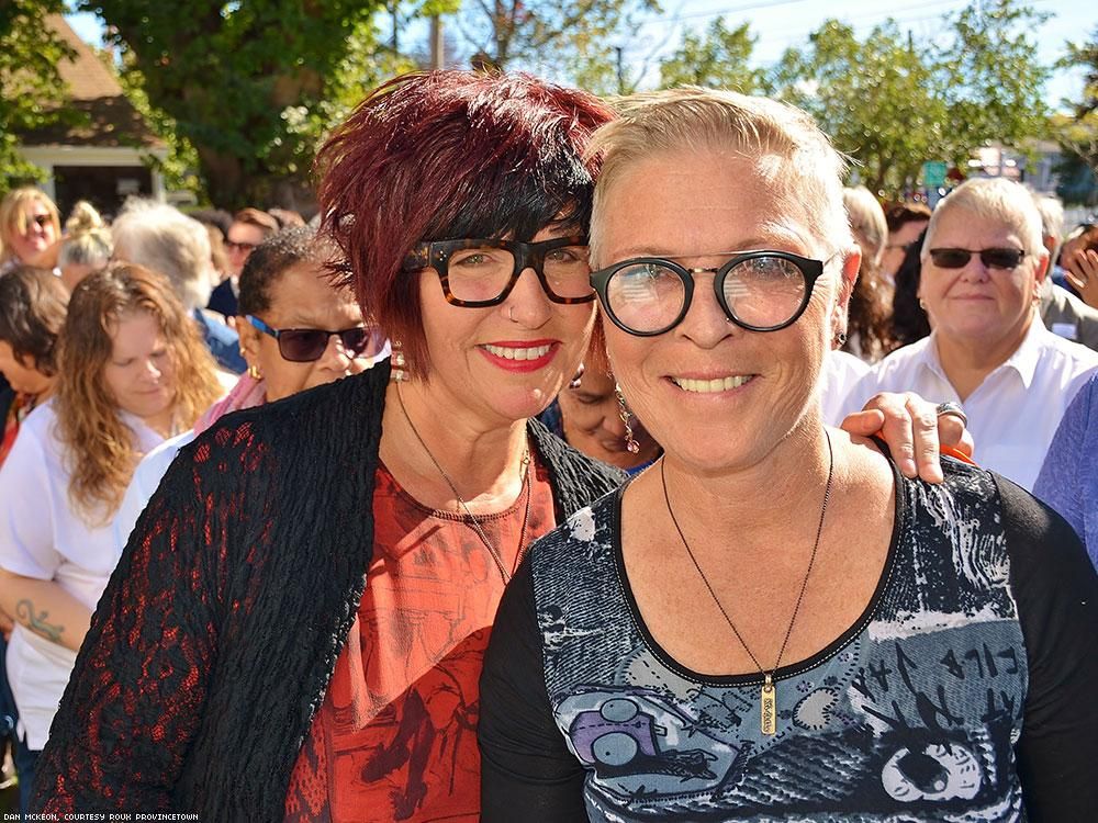 Read about Ilene Mitnick and Alli Baldwin and their fabulous mass lesbian wedding at their B&B, Roux, in Provincetown below.