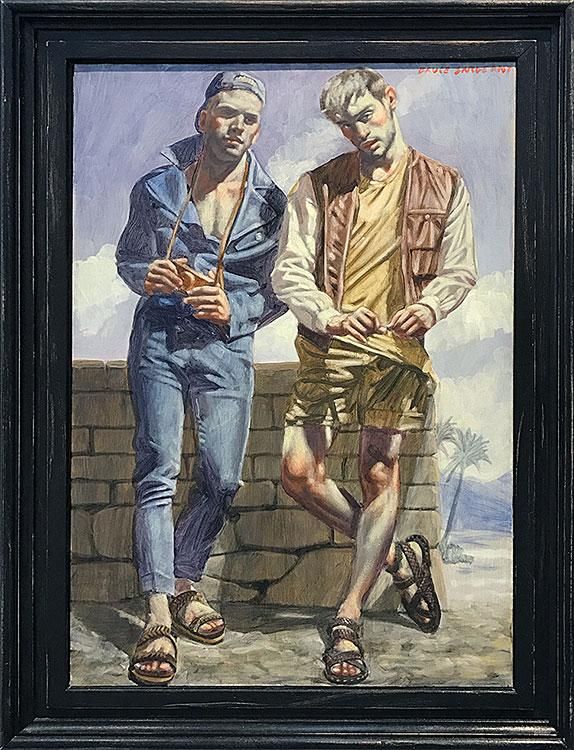 © Mark Beard [Bruce Sargeant (1898-1938)], “Two Young Men in Sandals,” n.d., Oil on canvas, 36 x 24 inches, Courtesy of ClampArt, New York City