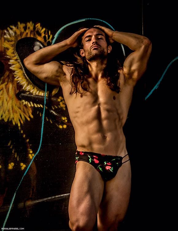 The NoRal Apparel Black Cherry Open Sided Brief. Photography: Digital Obsession. Model: Matt