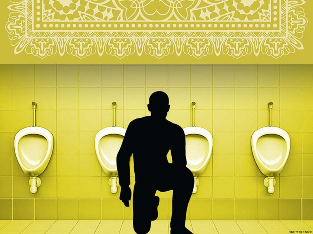Yellow on left = watersports/piss top. Yellow on right = piss drinker/human urinal. 