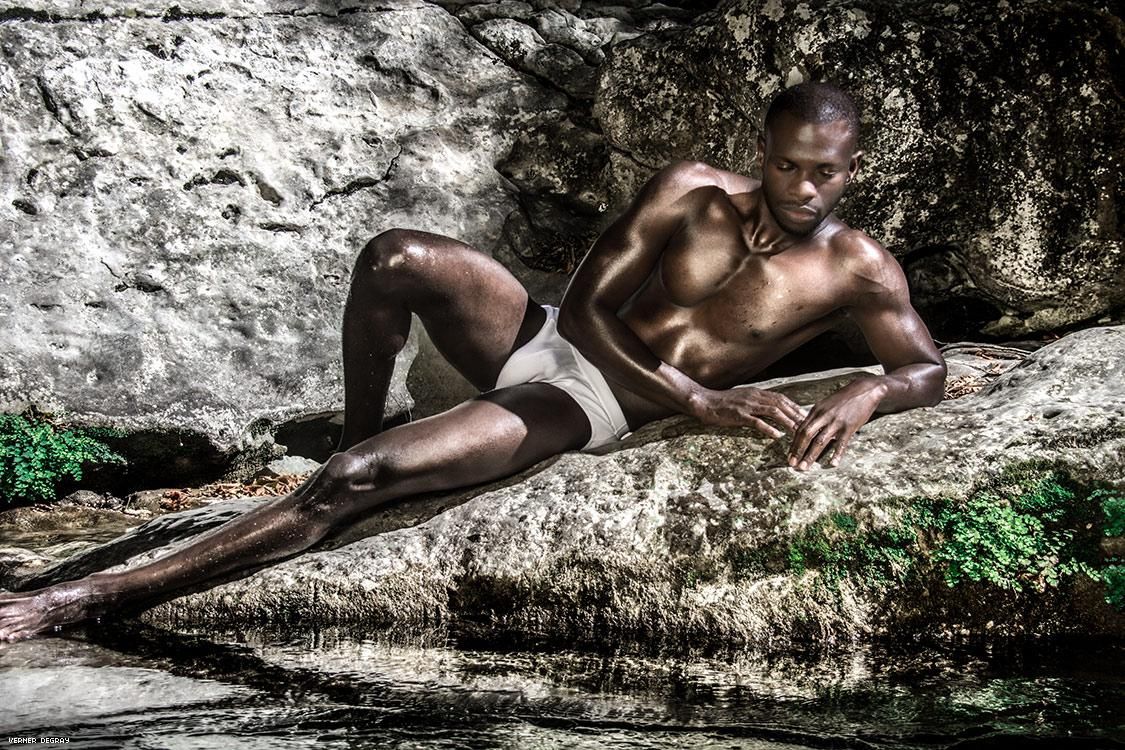 Verner Degray plays with the spectacular reflections of water and sun on Jamal's skin.