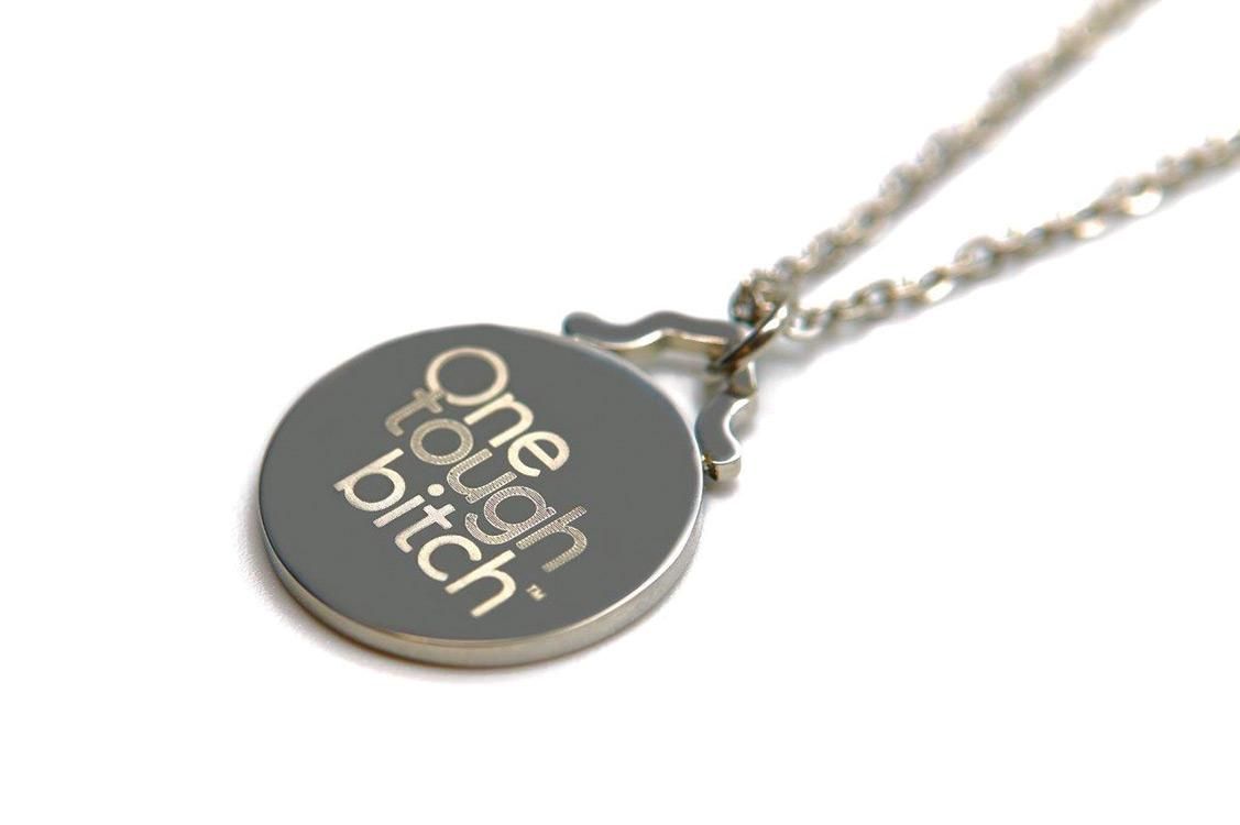 One Tough Bitch’s Dual-Sided Necklace gives women props.  ($25, OneToughBitch.com)