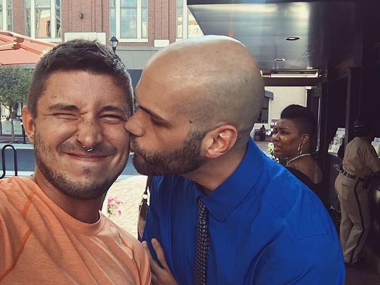 13. Pecks on the cheek.