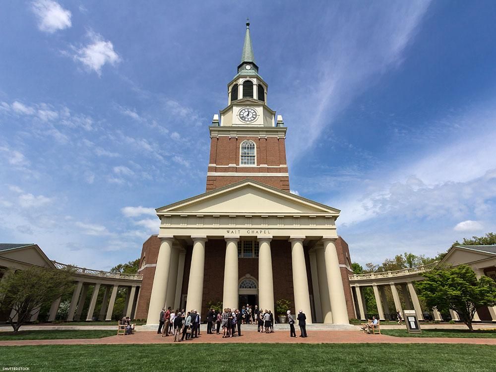 12. Wake Forest University (private, nonsectarian in Winston Salem, N.C.)