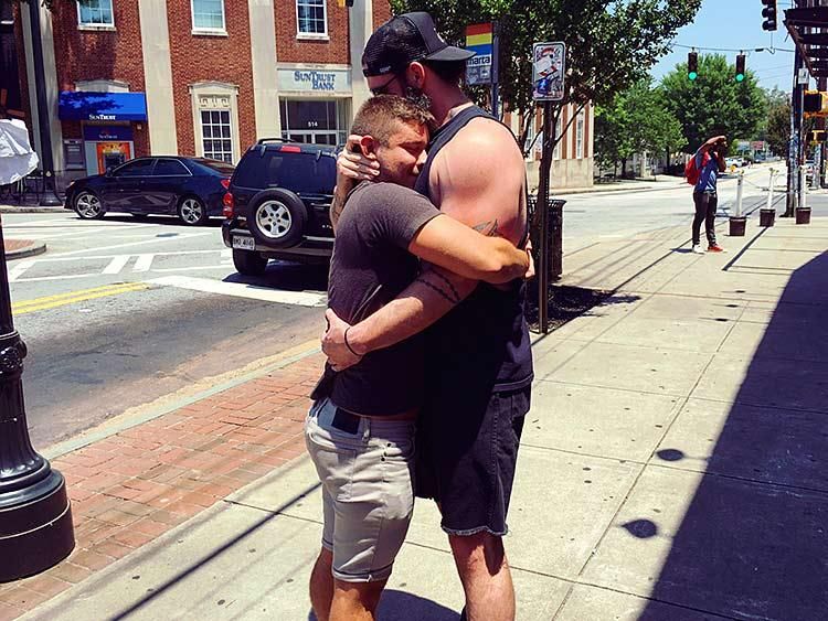 3. Hugging. Not “bro” hugging — warm, nuzzle-in-your-neck hugging.